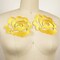 2 Pieces Golden Yellow Embroidered Rose Appliques 5.5" Iron On Flower Patch Set